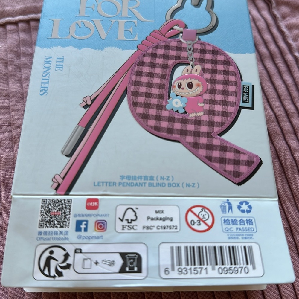 POPMART Labubu Pin for Love the monsters Plaid Letter “X” charm - Picture 7 of 8